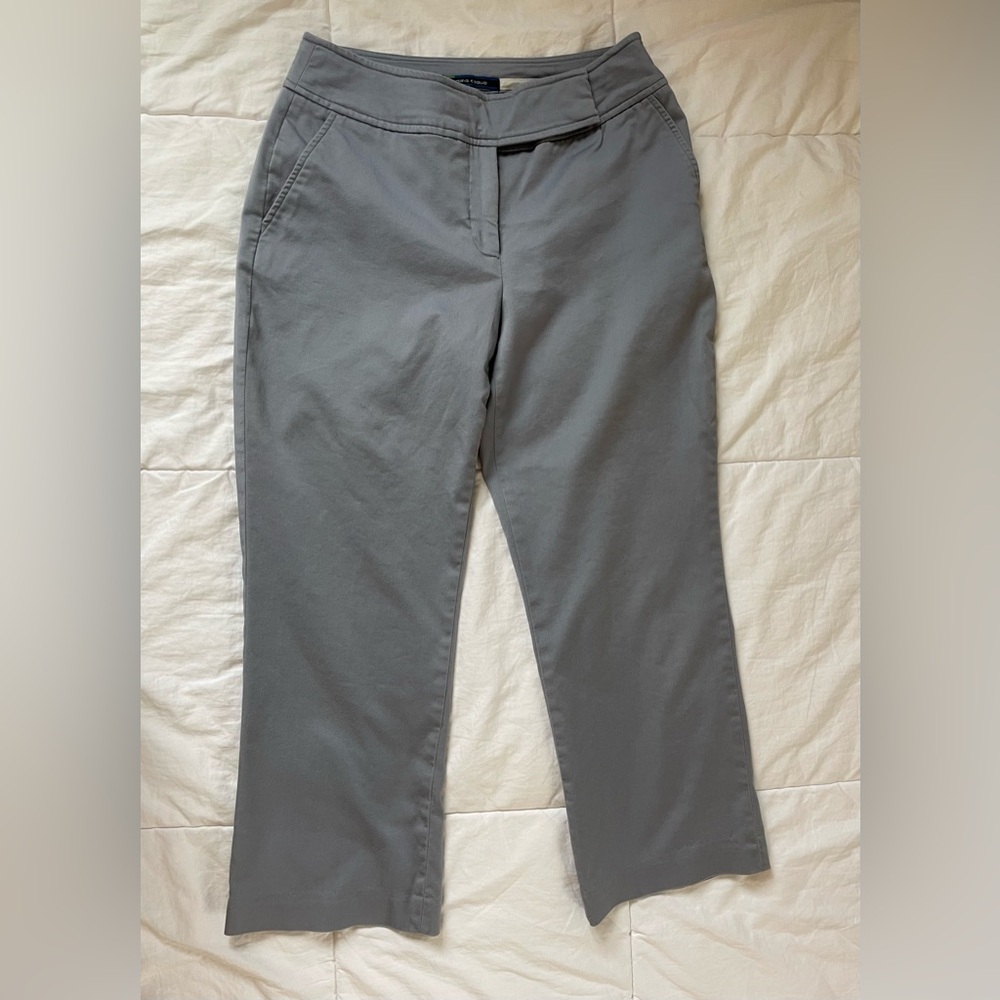 Cropped Gray Flat Front Pants